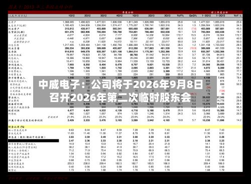 中威电子：公司将于2026年9月8日召开2026年第二次临时股东会-第1张图片