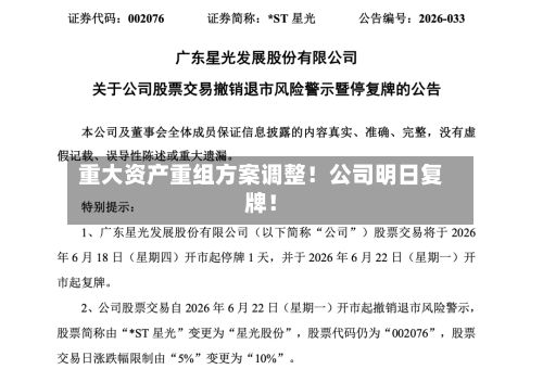 重大资产重组方案调整！公司明日复牌！-第2张图片
