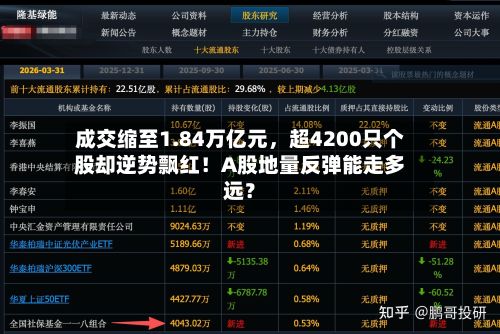 成交缩至1.84万亿元，超4200只个股却逆势飘红！A股地量反弹能走多远？-第3张图片