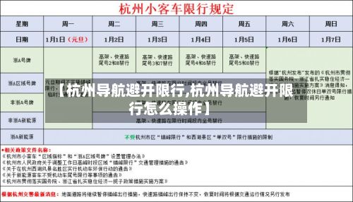 【杭州导航避开限行,杭州导航避开限行怎么操作】