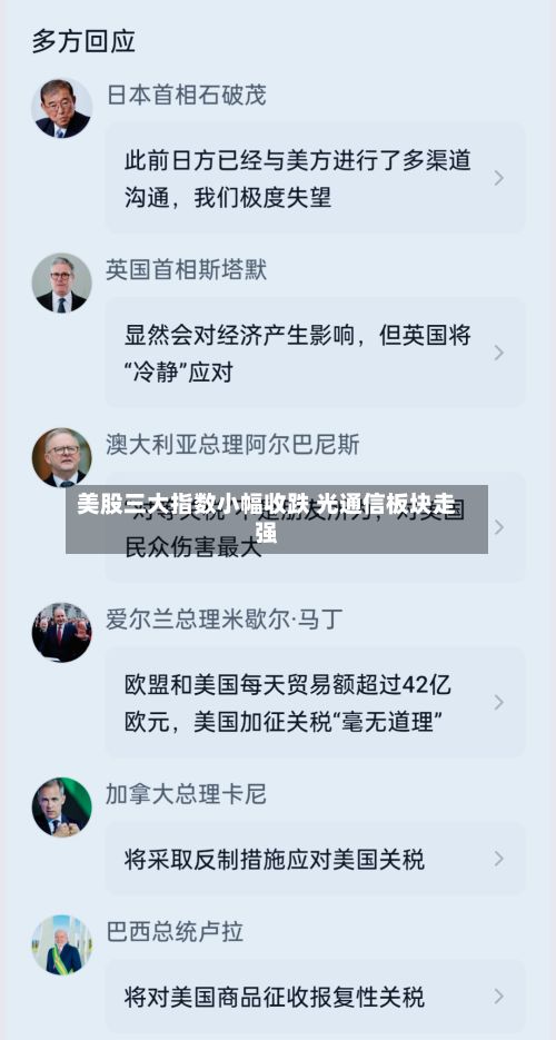 美股三大指数小幅收跌 光通信板块走强
