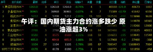 午评：国内期货主力合约涨多跌少 原油涨超3%-第1张图片