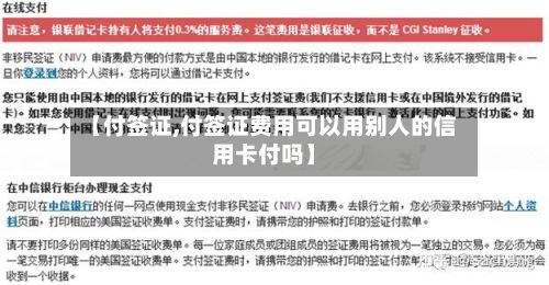 【付签证,付签证费用可以用别人的信用卡付吗】