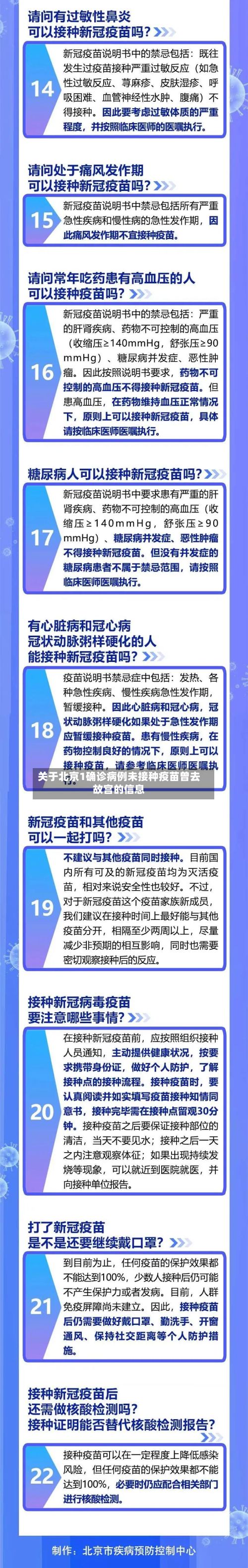 关于北京1确诊病例未接种疫苗曾去故宫的信息