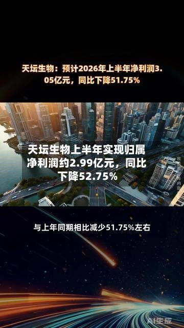 天坛生物上半年实现归属净利润约2.99亿元,同比下降52.75%