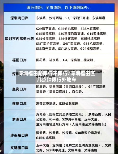 深圳福田路限行不限行/深圳福田区几点钟限行外地车-第3张图片
