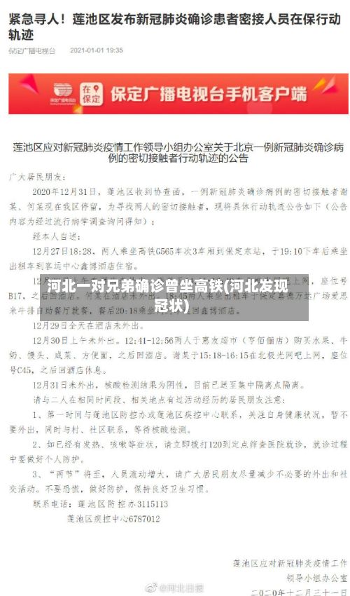 河北一对兄弟确诊曾坐高铁(河北发现冠状)