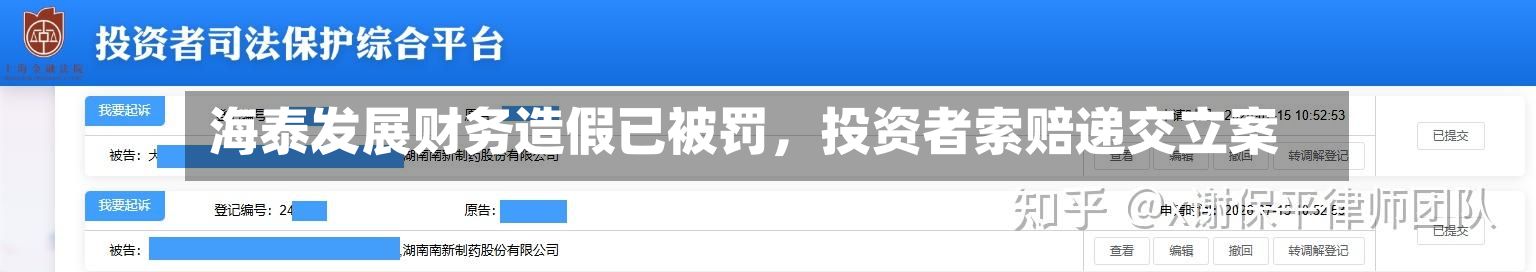 海泰发展财务造假已被罚，投资者索赔递交立案-第2张图片
