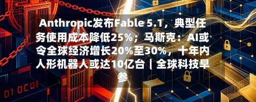 Anthropic发布Fable 5.1，典型任务使用成本降低25%；马斯克：AI或令全球经济增长20%至30%	，十年内人形机器人或达10亿台｜全球科技早参-第2张图片