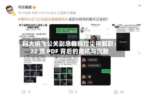 科大讯飞公关副总裁韩煜尘被解职:22 页 PDF 背后的危机与沉默-第1张图片