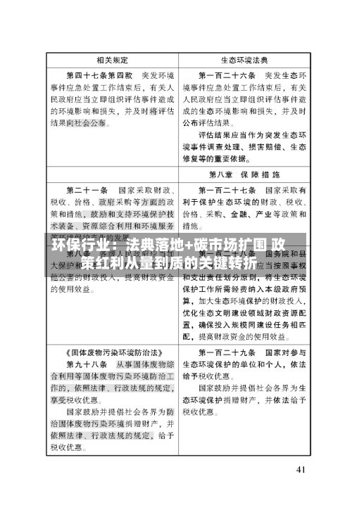 环保行业:法典落地+碳市场扩围 政策红利从量到质的关键转折-第3张图片